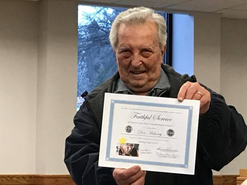 Don_Maloney.93141350_std Don Maloney was recognized for his DECADES and DECADES of FAITHFUL SERVICE to the Moon Township Historical Society. Don is almost 93 and just